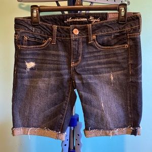 American Eagle Outfitters Dark Blue Denim Bermuda Shorts